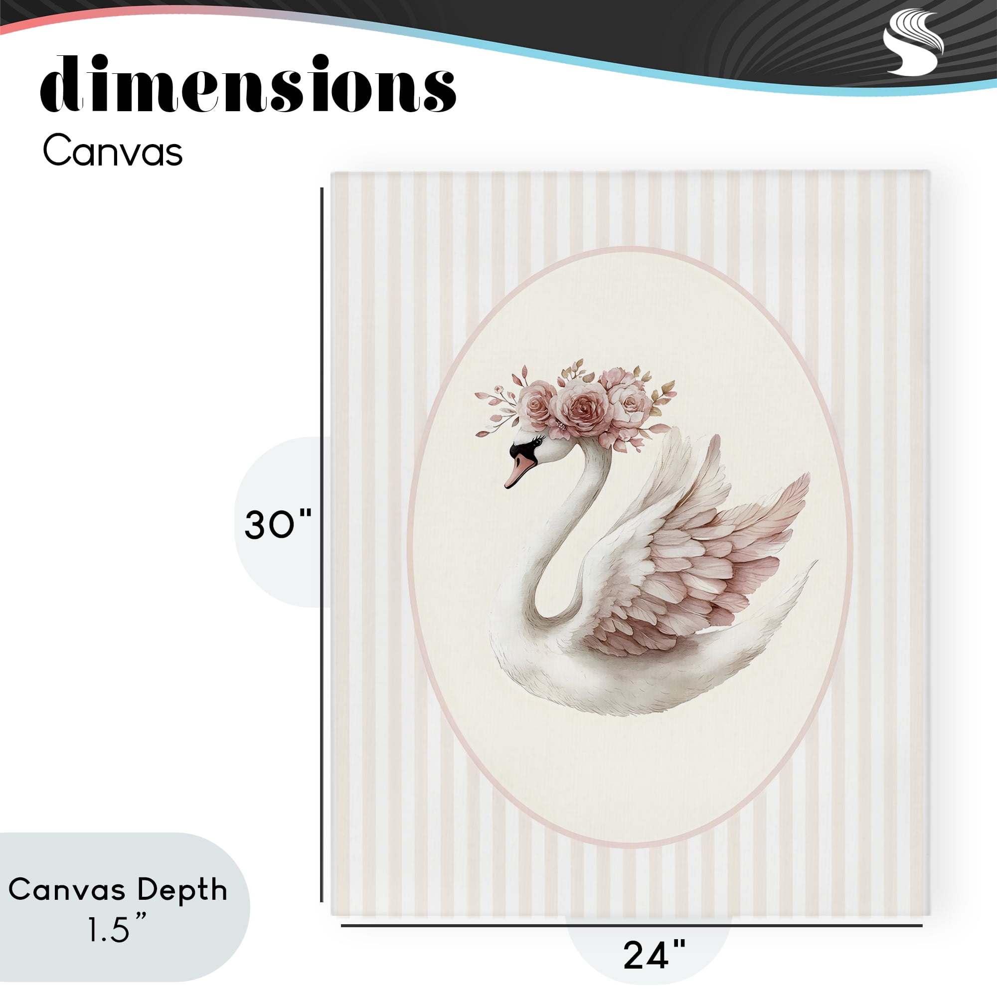Stupell Industries Nursery Ballerina Swan Striped Canvas Wall Art, design by LSR Design Studio