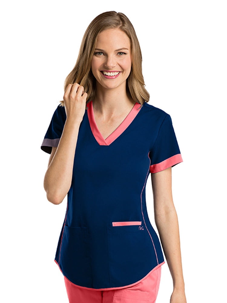 Nrg By Barco Nrg By Barco Uniforms Women S Contrast Squared V Neck Solid Scrub Top Walmart Com Walmart Com