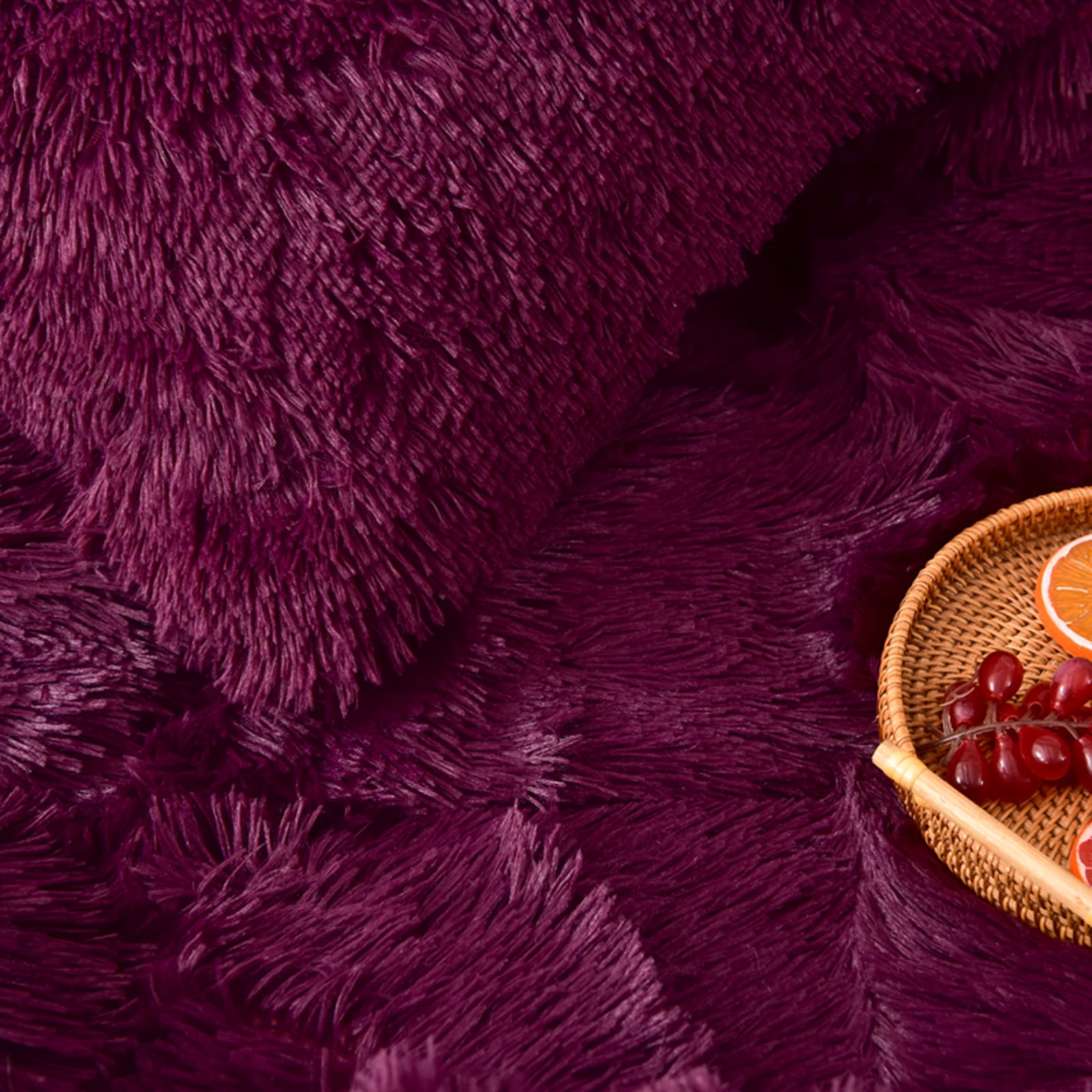 MorroMorn 5 PCS Shaggy Duvet Cover Bedding Set - Fluffy Comforter Cover Long Faux Fur Luxury Ultra Soft Cozy (Maroon, Full/Queen)