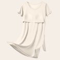thumbnail image 4 of Naittoop Bulit-in-Bra Nightgowns for Women Loose Crew Neck Sleepshirt Short Sleeve Comfy Pullover Pajamas Nightdress, 4 of 5