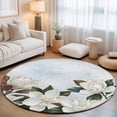 thumbnail image 2 of Round Rugs 5Ft, Spring Magnolia Flower Round Area Rug Washable Indoor Throw Carpet, White Floral Botanical Light Blue Soft Non Slip Circle Rug for Cabinet Bathroom Home Decor Aesthetic, 2 of 8