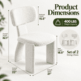 thumbnail image 2 of Aukfa Upholstered Dining Chairs Set of 2, Teddy Boucle Kitchen Chairs with Curved Backrest, Modern Minimalist,White, 2 of 7
