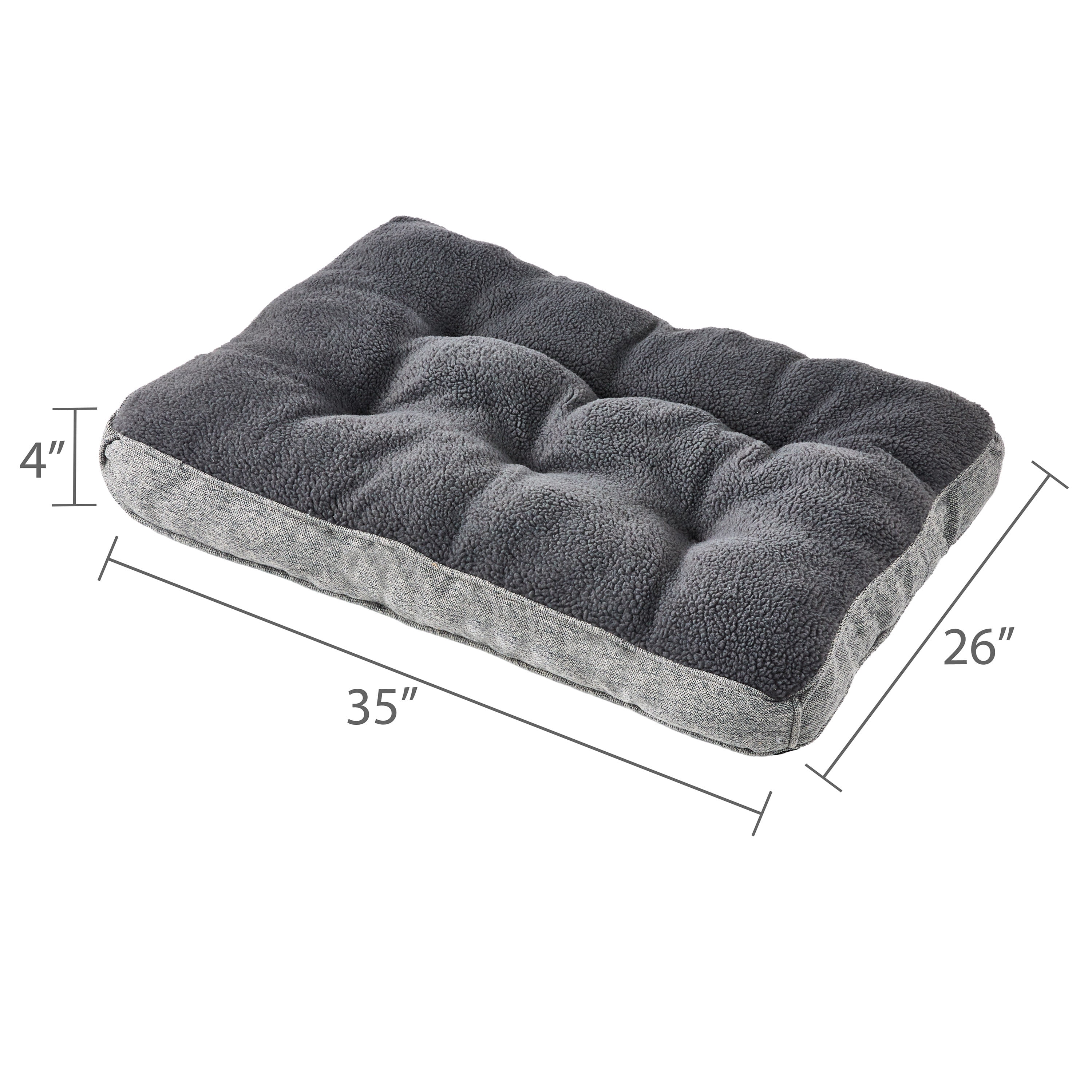 Vibrant Life Medium Tweed and Sherpa Orthopedic Pet Bed, Gray, 35" x 26"
