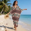 thumbnail image 6 of DISNIMO Women's Kaftan Maxi Dress Cow Aztec Print Batwing Sleeve V Neck Beach Swimsuit Cover Ups Loose Fit Bathing Suit Coverup Lightweight Caftan Dresses Soft Loungewear, 6 of 7