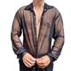thumbnail image 3 of Men See Through Shirt Long Sleeve Men Mesh Shirt Breathable Single Row Button For Party ANGGREK Ropa, 3 of 6