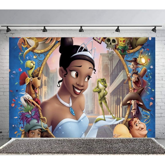 Tiana Backdrop Banner Party Supplies Poster Movie Theme Background for Photography Birthday Decorations