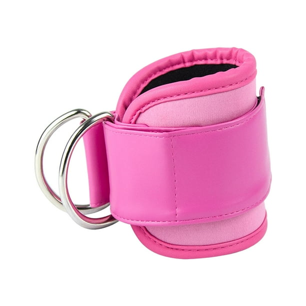 Correa de tobillo para pierna, correa de tobillo con doble anillo en D, banda de resistencia ajustable para mujeres y hombres Rosa