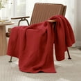 thumbnail image 2 of Chenille Checkered Throw Blanket Reversible Bedding Knit Blanket,50" X 60",Red, 2 of 4