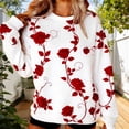 thumbnail image 2 of Jinhomg Women's Valentines Sweatshirts Rose Print Long Sleeve Crew Neck Pullover Sweatshirt Casual Fall Winter Outfits Clothes White L, 2 of 7
