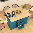 thumbnail image 3 of Spacious 55.7" Kitchen Island Cart With 2 Drop Leaf, Power Outlet, Folding Storage Table, 3 Drawers, Finish Rolling On 5 Wheels, Supply, Compartments And Eclectic Style,, 3 of 6