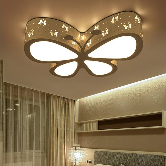 DENEST Modern Children's Room Ceiling Light Bedroom Ceiling Light Fixture LED Dimmable Creative Butterfly Lamp Kindergarten Girl's Princess Room Lamp