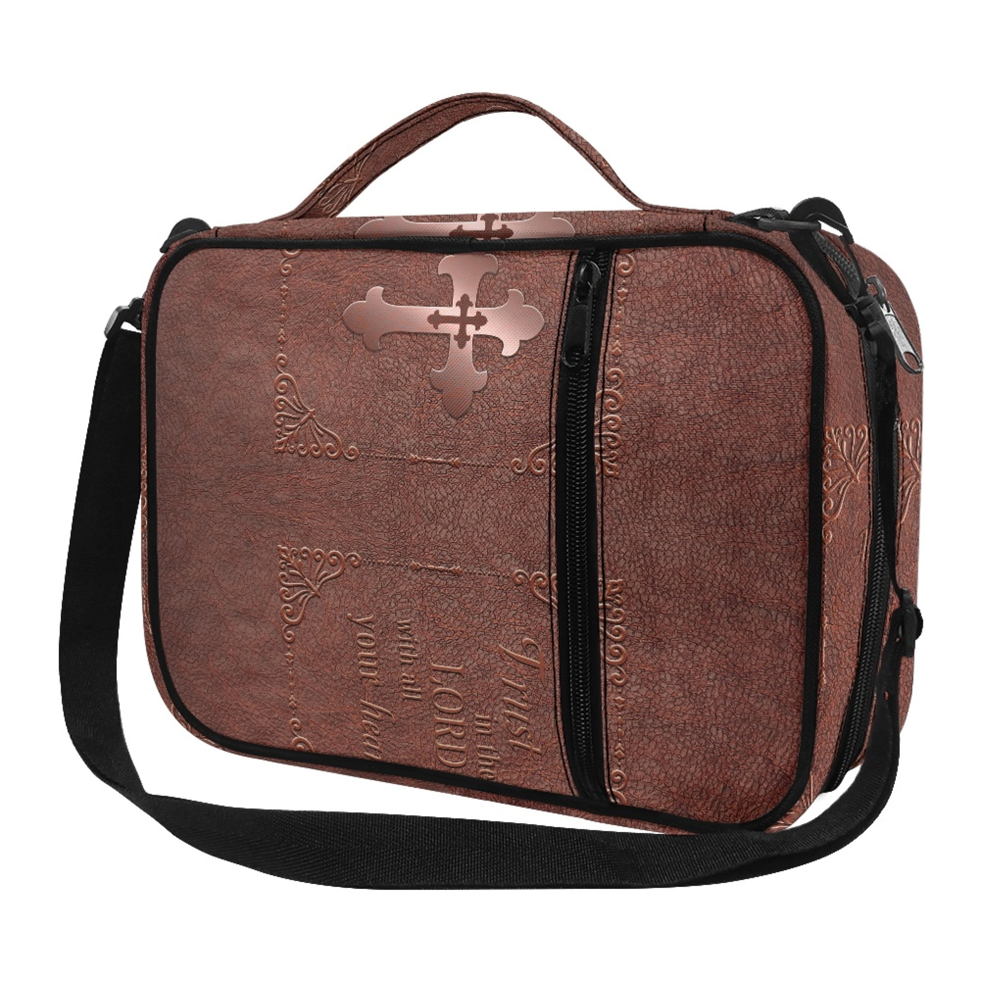 JINMUZAO Leather Style Bible Bag Zipper Bible Cases Adjustable Shoulder