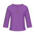 thumbnail image 4 of Viluyesy V-Neck T-Shirt for Womens 3/4 Sleeves Shirt Tops Relaxed Cotton Loose Blouse Purple Size XL, 4 of 6