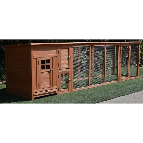 114" Backyard Large Solid Wood Chicken Coop Hen House Run 35 Chickens