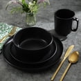 thumbnail image 4 of Zuma Stoneware Plates, Bowls, & Mugs Dinnerware Set - Matte Black, Service for Four (16pcs), 4 of 6
