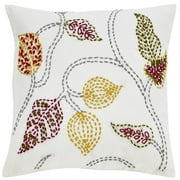 Crewel Floral work Pillow Cover