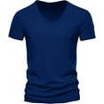 thumbnail image 5 of MIXUE Shirts For Men Summer Solid Color V Neck Short Sleeve Zipper Casual Pullover Tops Tee Shirts Daily-Wear,Blue,XXXXL, 5 of 5