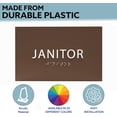 thumbnail image 2 of ADA CENTRAL SIGNS - 6" X4" Janitor Room Sign - ADA Compliant Tactile Graphics Grade 2 Braille Text Closet Sign| Cleaning, Sanitizing, Trashing, Recycling Wall Signs for Hospital, Offices, & Apartments, 2 of 7