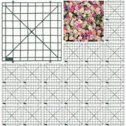 24Pcs Artificial Flower Grid Panels 64 Barb Flower Grid Panels Dark Green 10.3x9.8 Inch Grid Wall Panels Grid Plant Wall Frames Plastic Fences Frames Wall Decoration for DIY Art Decor Crafts