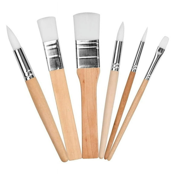 Wooden Paint Brush Set, 6 Pieces Paintbrushes for Acrylic Painting Painting Brushes Kit, Artist Paint