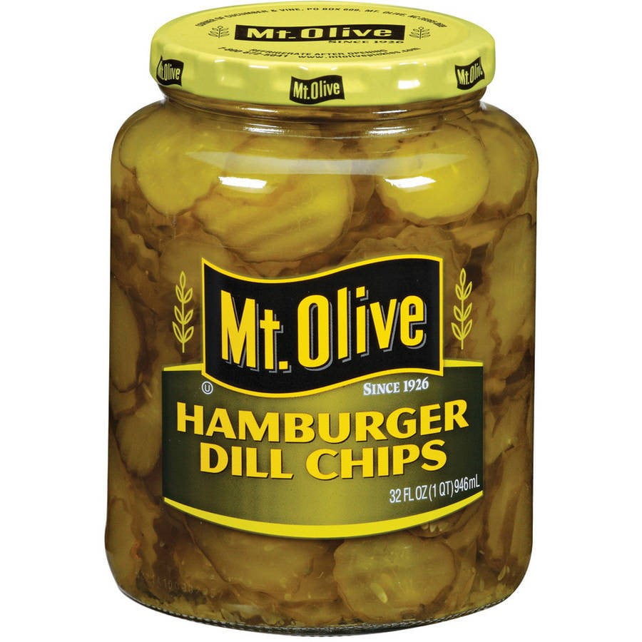 Mt. Olive Hamburger Dill Chips Pickles, 32 fl oz