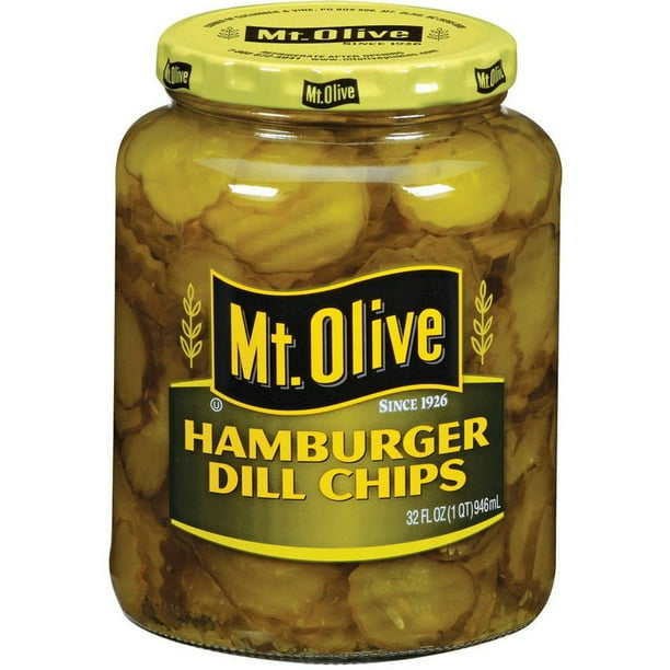 Mt. Olive Hamburger Dill Chips Pickles, 32 fl oz