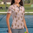 thumbnail image 3 of Whosucclay Cartoon Highland Cow & Daisy Floral Pattern Stretch Polo Shirts, Polyester Tennis Shirts Moisture Wicking Soft Women Short Sleeve Golf Shirts for Running Hiking Bowling Size Large, 3 of 10
