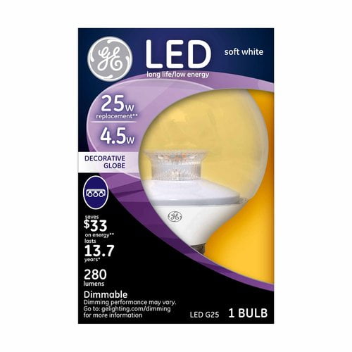 GE LED Soft White G25 Globe Bulb, Clear