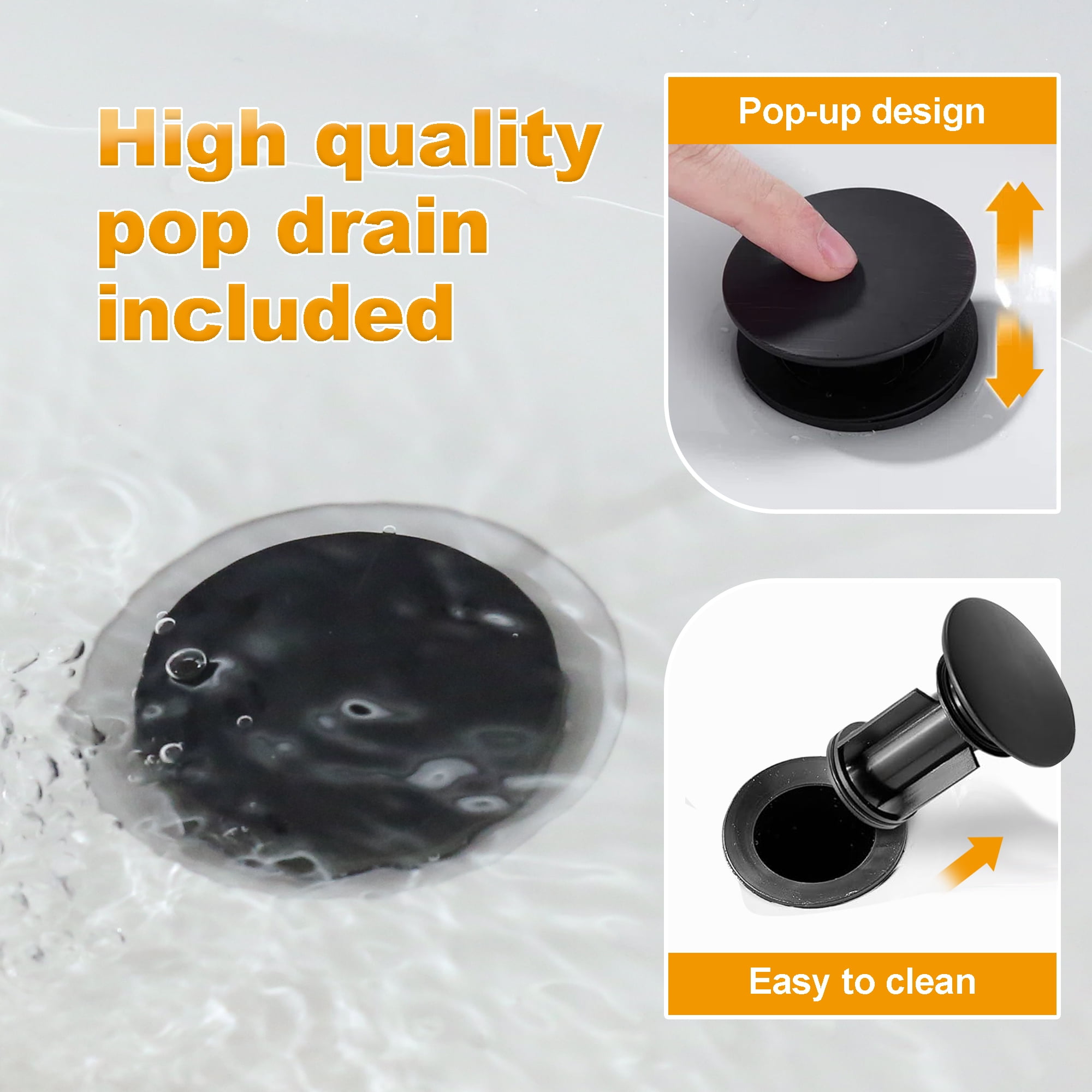 Sunrinx 8'' Widespread Bathroom Faucet 2-Handle Waterfall Sink Faucet 360° Swivel Spout Matte Black 3-Hole with Drain Assembly