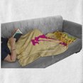 thumbnail image 6 of Teen Room Soft Flannel Fleece Throw Blanket, Pink Silhouette of a Girl with the Dog Eiffel Tower in Paris Design, Cozy Plush for Indoor and Outdoor Use, 50" x 70", Apricot and Hot Pink, by Ambesonne, 6 of 6