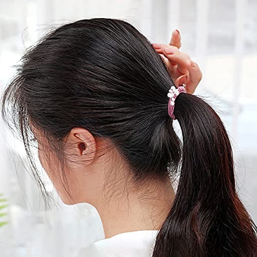 20 Pcs Pearl Hair Ties Multi Layer Hair Ring with Pearls Elastic Bracelet Ponytail Hairband Ropes Korean Hair Accessories for Women and Girls