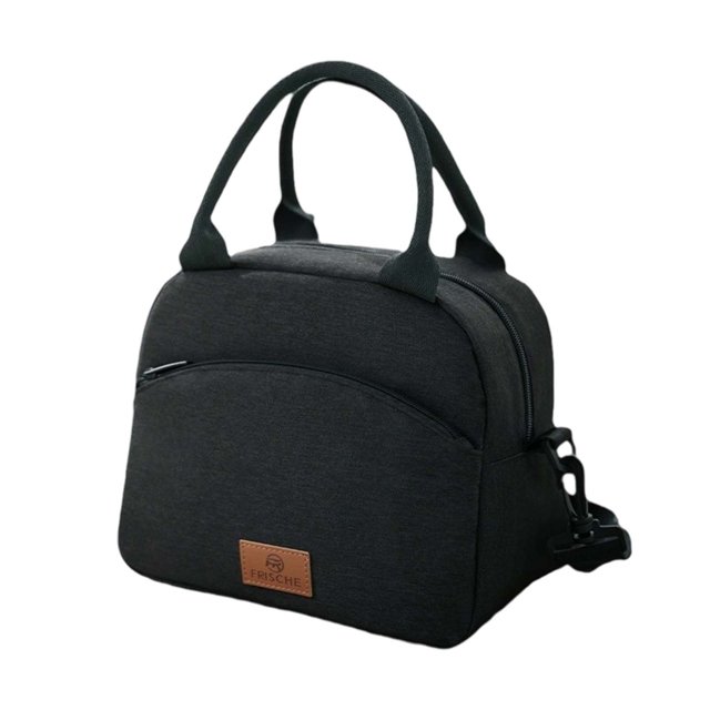 Ediodpoh Insulated Lunch Bag For Work Large Capacity Thermal Tote With Shoulder Strap Leakproof For Commute Black