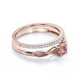 thumbnail image 2 of Infinity Loop 1.00 Carat Round Cut Morganite Engagement Ring, Twisted Wedding Band in 925 Sterling Silver With 18k Rose Gold Plating, Bridal Set, Matching Band, Anniversary, 2 of 3