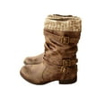 thumbnail image 3 of GENILU Womens Military Buckle Combat Boots Ankle Mid Chunky Low Heel Fashion Booties, 3 of 3