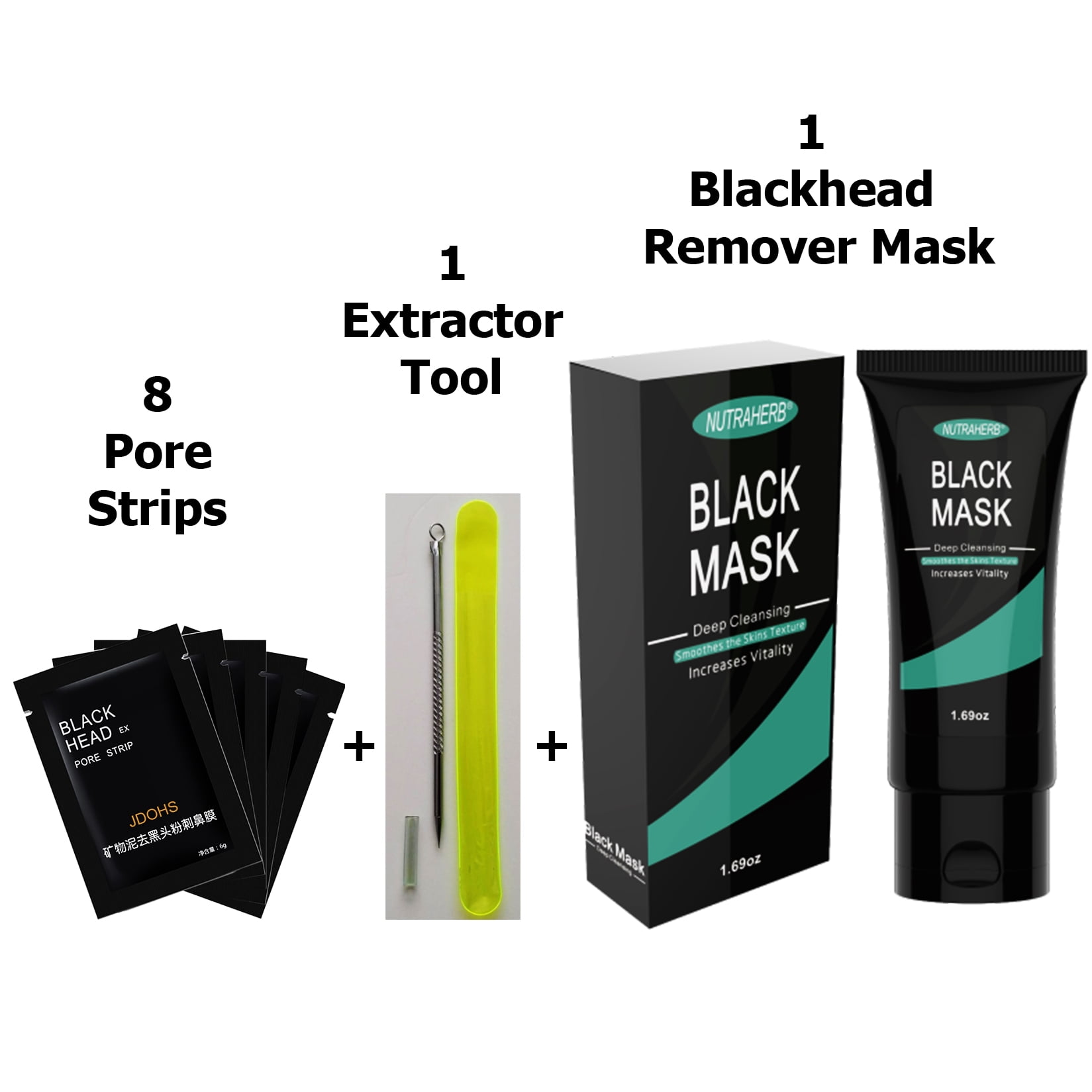 One Blackheads Remover Mask, Plus One FREE Extractor Tools and Eight