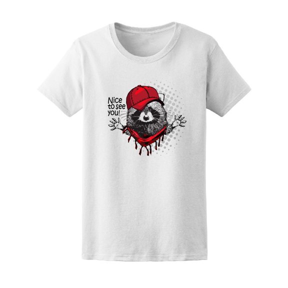 Dressed Racoon With Red Cap Tee Women's -Image by Shutterstock