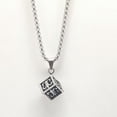thumbnail image 3 of PikaLF Cube Necklace for Men, Stainless Steel Simple Square Cube Charm Pendant Necklace with 27.6” Chain, Vintage Carved Amulet Necklace, Minimalist Necklace, Punk Rock Jewelry Gift for Men, 3 of 5