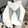 thumbnail image 6 of WAYUTE Sweatshirt for Women Oversized Long Sleeve Drop Shoulder Hooded Sweatshirt with Sparkly Rhinestone Wings Print Pullover Fashion Outfits Casual Outdoor,White,4XL, 6 of 6
