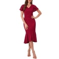 thumbnail image 2 of INSPIRE CHIC Womens' Lace Floral Dresses Fishtail Formal Cocktail Short Sleeve Midi Dress 2XL Red, 2 of 6