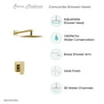 thumbnail image 6 of Concorde Single-Handle 1 Spray 8" Wall Mounted Fixed Shower Head in Brushed Gold (Valve Included), 6 of 7