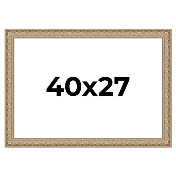 40x27 Frame Ornate Silver Beaded Solid Wood Picture Frame Width 2.5 Inches | Interior Depth 1