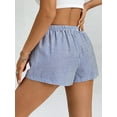 thumbnail image 6 of Women'S Striped Print Drawstring Elastic Waist Shorts Casual Wide Leg Low Rise Summer Boxer Shorts Blue S, 6 of 8
