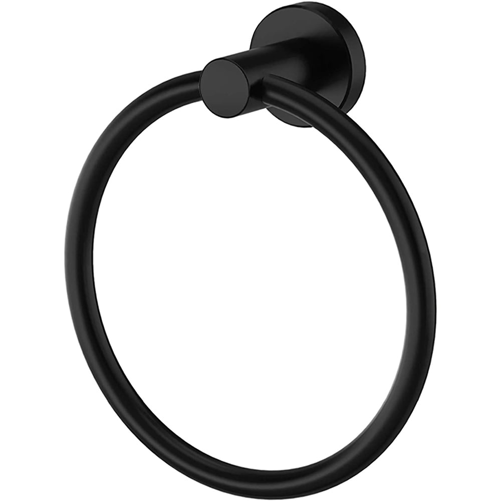 VIVEFOX Towel Ring, Matte Black Towel Holder, Durable SUS304 Stainless Steel Wall Mounted Towel Racks, Modern Round Storage Hanger