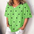 thumbnail image 2 of Blusa de manga corta con cuello en V y estampado de puntos sueltos informales de verano para mujer OAVQHLG3B Store  lin121212, 2 of 4