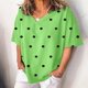 thumbnail image 2 of Blusa de manga corta con cuello en V y estampado de puntos sueltos informales de verano para mujer OAVQHLG3B Store  lin121212, 2 of 4