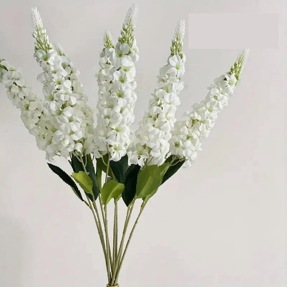 5-Piece Artificial Flower Bouquet - Elegant Hyacinths, Delphiniums & Violets for Home and Wedding Decoration