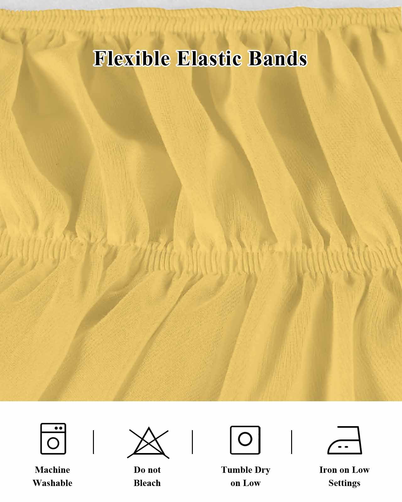 Solid Color Bed Skirt Yellow Bed Skirts Queen Size 18 Inch Drop, Wrap Around Dust Ruffle&nbsp;Bedskirt with Adjustable Elastic Belt for Queen Size Beds