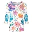 thumbnail image 4 of BiZtdJrK Prime By Hour Womens Easter Shirt Trendy 3D Bunny Rabbit Print Shirts Loose Casual Round Neck 3/4 Sleeve T-Shirt Cotton Pullover Tops Multicolor M, 4 of 6