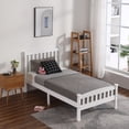 thumbnail image 3 of Hassch Twin Size Wooden Platform Bed, White, 3 of 7