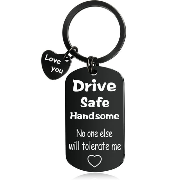 Drive Safe Keychain for Him Men Boyfriend Husband Small Gifts Birthday Valentine’s Day Anniversary Christmas Couple Gift Ideas Stocking Stuffers